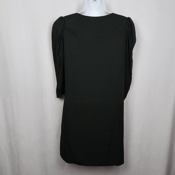 Anthropologie The Korner Black Bow-Tie Elegant Puff Sleeve Shift Dress - Small - Picture 10 of 12